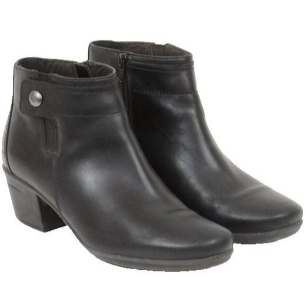 Clarks Emslie Jada Ankle Black Leather Comfort Booties Women's 9.5W Western